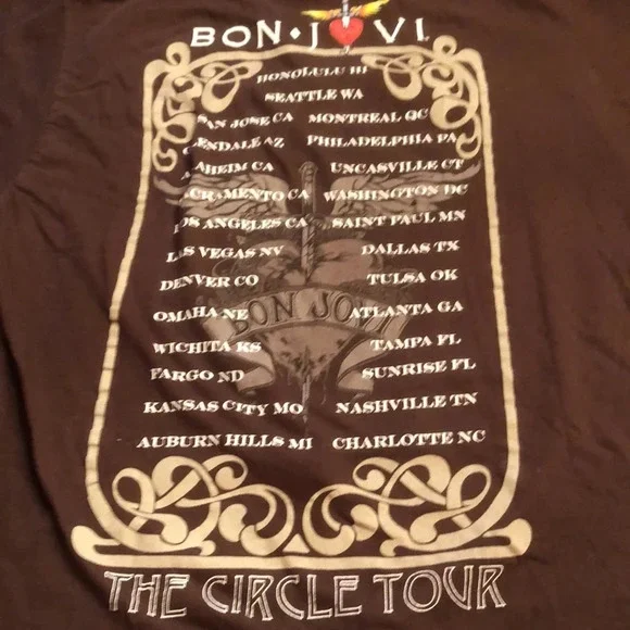Bon Jovi Concert Tee Shirt Original Members The Circle Tour - Picture 5 of 6
